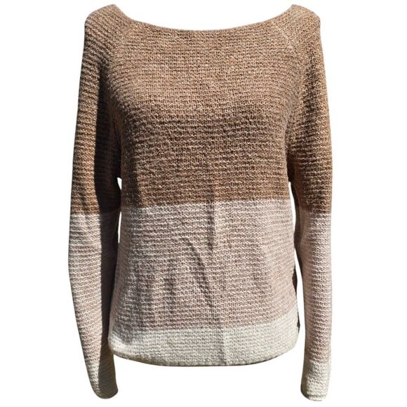 Abercrombie & Fitch Women's Color Block Boat Neck Sweater Tan Brown Size Medium - Picture 1 of 8